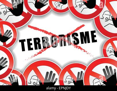 french translation for stop terrorism abstract illustration Stock Vector