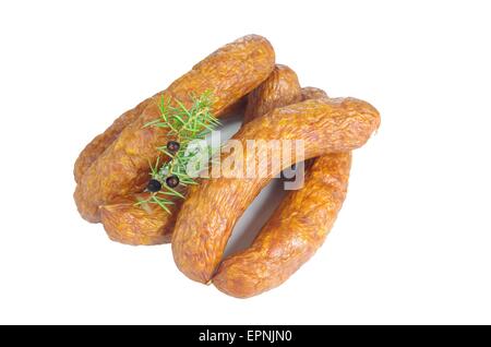 meat sausages isolated on white background Stock Photo