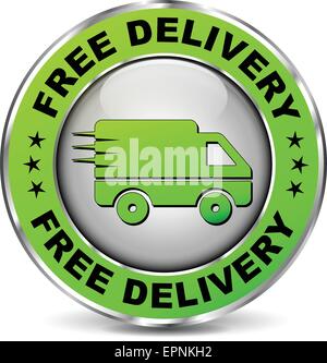 illustration of free delivery green circle icon Stock Vector