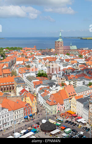 panoramic view from the tower of the Church of St Mary, Stralsund, Mecklenburg-West Pomerania, Germany Stock Photo