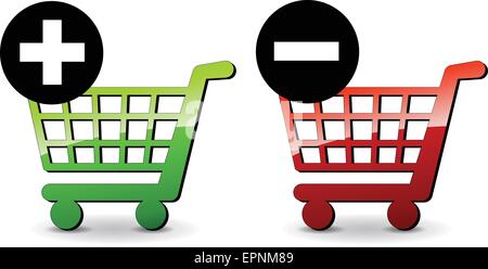 illustration of shopping icons for add and delete Stock Vector