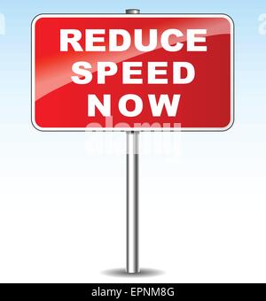 illustration of red metal sign for reduce speed Stock Vector