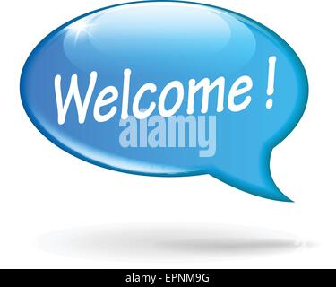 illustration of blue design speech for welcome Stock Vector