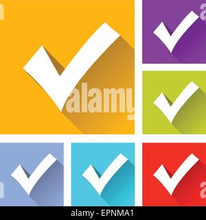 illustration of flat design set icons for checkmark Stock Vector