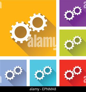 illustration of flat design set icons for cogs Stock Vector