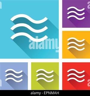 illustration of flat design set icons for flood Stock Vector