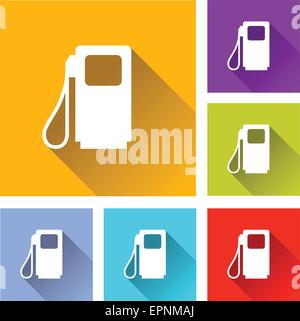 illustration of flat design set icons for fuel Stock Vector