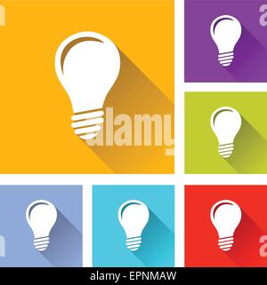 illustration of flat design set icons for lightbulb Stock Vector