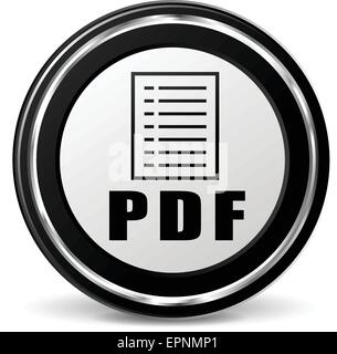 illustration of white and black icon for pdf file Stock Vector