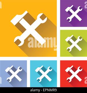 illustration of flat design set icons for tools Stock Vector