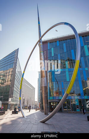 Alliance Sculpture by Jean-Bernard  Métais, at the Central Library, Cardiff City Centre Stock Photo