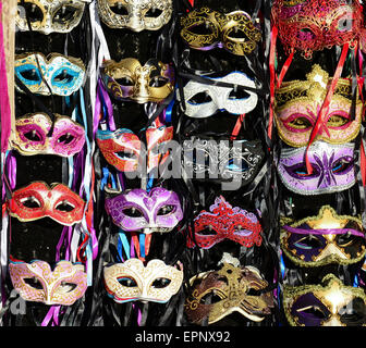 Group of Vintage venetian carnival masks Stock Photo
