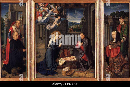 Gerard David  Triptych with the Nativity Stock Photo