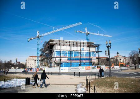 WASHINGTON DC, United States — The progress of construction of the Smithsonian African American Museum as of January 2015. The museum is located on the National Mall, near the Washington Monument, and is scheduled to open in 2016. Stock Photo