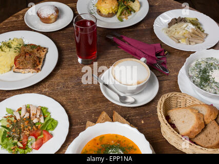 Lunch at the vintage table in provincial style Stock Photo