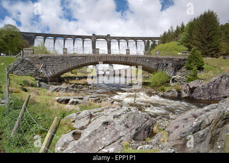 Claerwen Reservoir Dam, Elan Valley near Rhayader, Powys, Mid Wales, UK Stock Photo