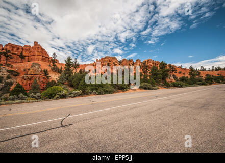 Road to Bryce Canyon amphitheater west USA utah 2013 Stock Photo