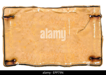 Rusted empty metal plate isolated on white background Stock Photo