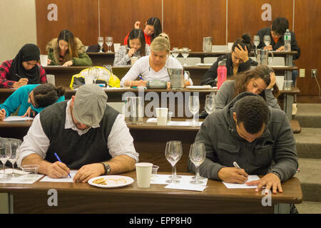wine tasting class at City Tech Brooklyn New York City Stock Photo