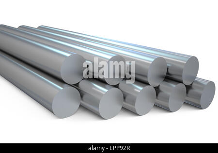 steel round bars  isolated on white background Stock Photo