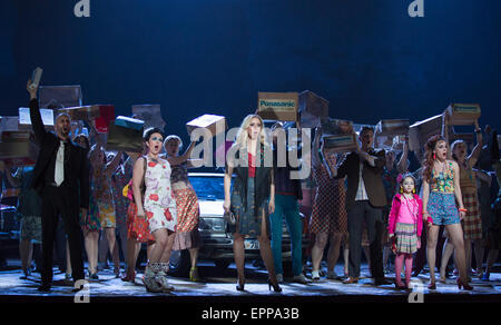 London, UK. 18 May 2015. Dress rehearsal of the English National Opera production of Georges Bizet opera 'Carmen' at the London Coliseum with mezzo-soprano Justina Gringyte making her debut in the title role. The opera is directed by Calixto Bieito with Sir Richard Armstrong conducting. Carmen opens on 20 May 2015 for 14 performances. With Justina Gringyte as Carmen, Eric Cutler as Don Jose, Eleanor Dennis as Micaela, Leigh Melrose as Escamillo and Graeme Danby as Zuniga. Photo: Bettina Strenske Stock Photo