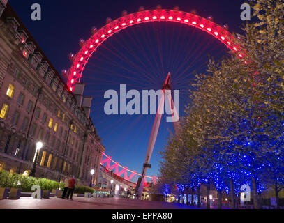 London Eye at night South Bank London, England UK- Ian Shaw Stock Photo