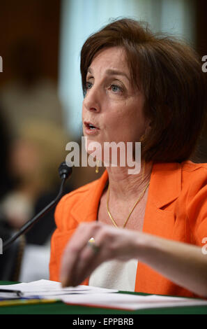 Washington, DC, USA. 20th May, 2015. U.S. Assistant Secretary of State for Western Hemisphere Affairs Roberta Jacobson testifies on U.S.-Cuba relations before the Senate Foreign Relations Committee at a hearing on Capitol Hill in Washington, DC, capital of the United States, May 20, 2015. Credit:  Yin Bogu/Xinhua/Alamy Live News Stock Photo