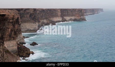 tall, unstable sea cliffs in the Nullabor Desert, South Australia Stock Photo