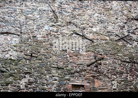 old fortress wall made from big stones masonry pattern background Stock Photo