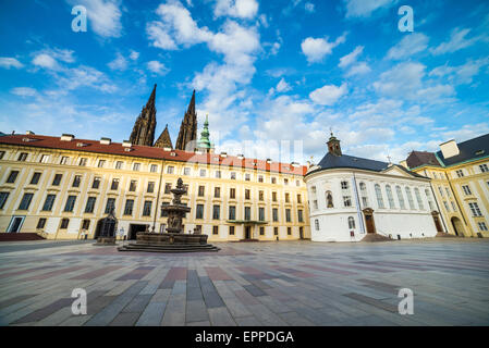 Courtyard in the New Royal Palace, Prague Castle, Hradcany square, Hradcany castle district, Prague, Czech Republic, Europe Stock Photo