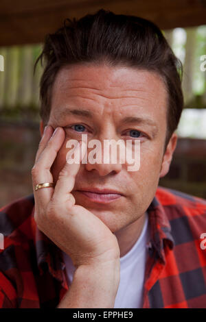 London, Britain. 15th May, 2015. Jamie Oliver, British chef, TV host and restaurateur, poses at Rhyl Primary School in London, Britain, 15 May 2015. Photo: David Sandison/dpa/Alamy Live News Stock Photo