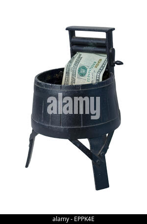 Vintage Washing Machine with Squeezing Rollers laundering money - path included Stock Photo