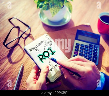 Businessman Notepad Roi Word Concept Stock Photo