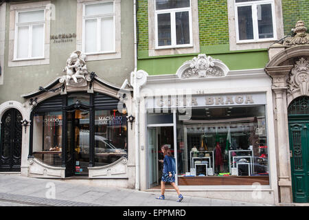 Ornate shop fronts in the centre of Porto. Porto, Portugal. © Paul ...