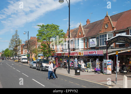 Group of people crossing Lumley Road,  Skegness town centre, Lincolnshire, England, UK Stock Photo