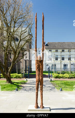 "Beyond Limitations" bronze sculpture by John O'Connor in the Lady Arbour Cloister Garden at Hereford Cathedral Stock Photo