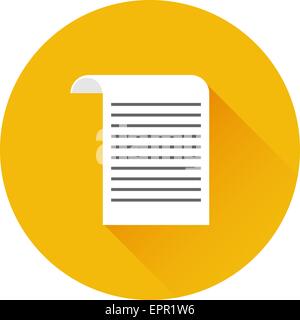 Cheque flat icon. Modern flat icon with long shadow effect in stylish colors. Icons for Web and Mobile Application Stock Vector