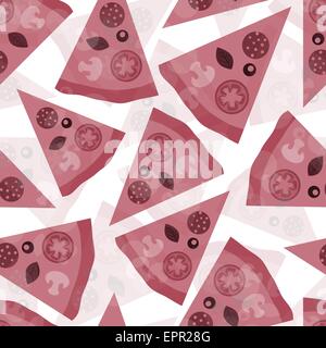 Seamless pizza pattern with different ingredients. Vector illustration. Design element. Stock Vector