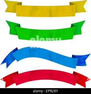 Watercolors  colorful ribbons and banners for text. Collection of watercolor design elements. Hand drawn abstract colorful strip Stock Vector