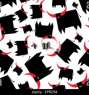 Black bull with red horns seamless pattern. Design element. Stock Vector