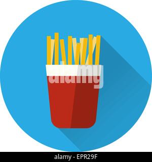 Vector illustration of flat fast food icon. Icon of potato chips for menu, cafe and restaurant. Colorful and long shadow. Elemen Stock Vector