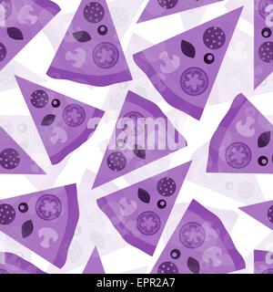 Seamless pizza pattern with different ingredients. Vector illustration. Design element. Stock Vector