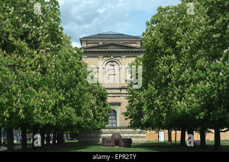 Old Pinakothek and Chestnut Trees as Cultural Symbol in Munich Stock Photo