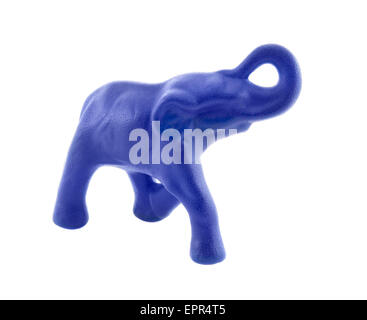 Blue figurine of an elephant isolated over white background Stock Photo