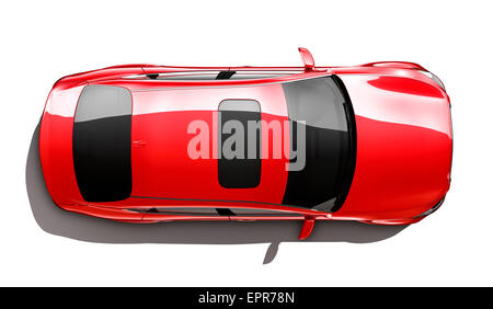 Red luxury car - top angle Stock Photo