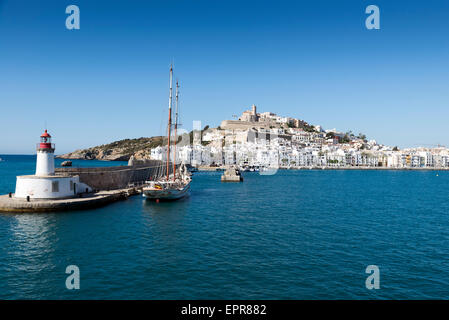 Eivissa ibiza town from red lighthouse red beacon in Balearic Islands Stock Photo