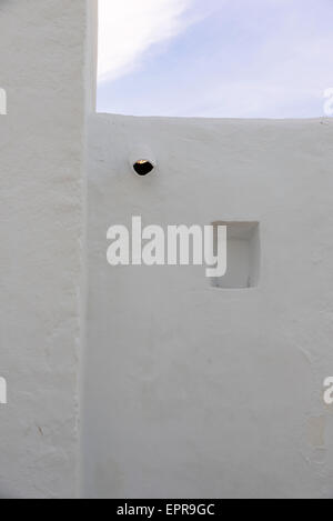 whitewashed wall in Ibiza Island Stock Photo