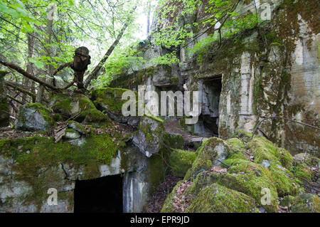 Ruins of Adolf Hitler's personal bunker in Wolfsschanze, Wolf's Lair Eastern Front military headquarters, eastern Poland Stock Photo