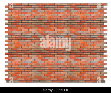 Huge piece of the ideal isolated red brick wall. Collage from from several photos Stock Photo