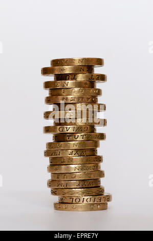 A pile of pound coins. Stock Photo